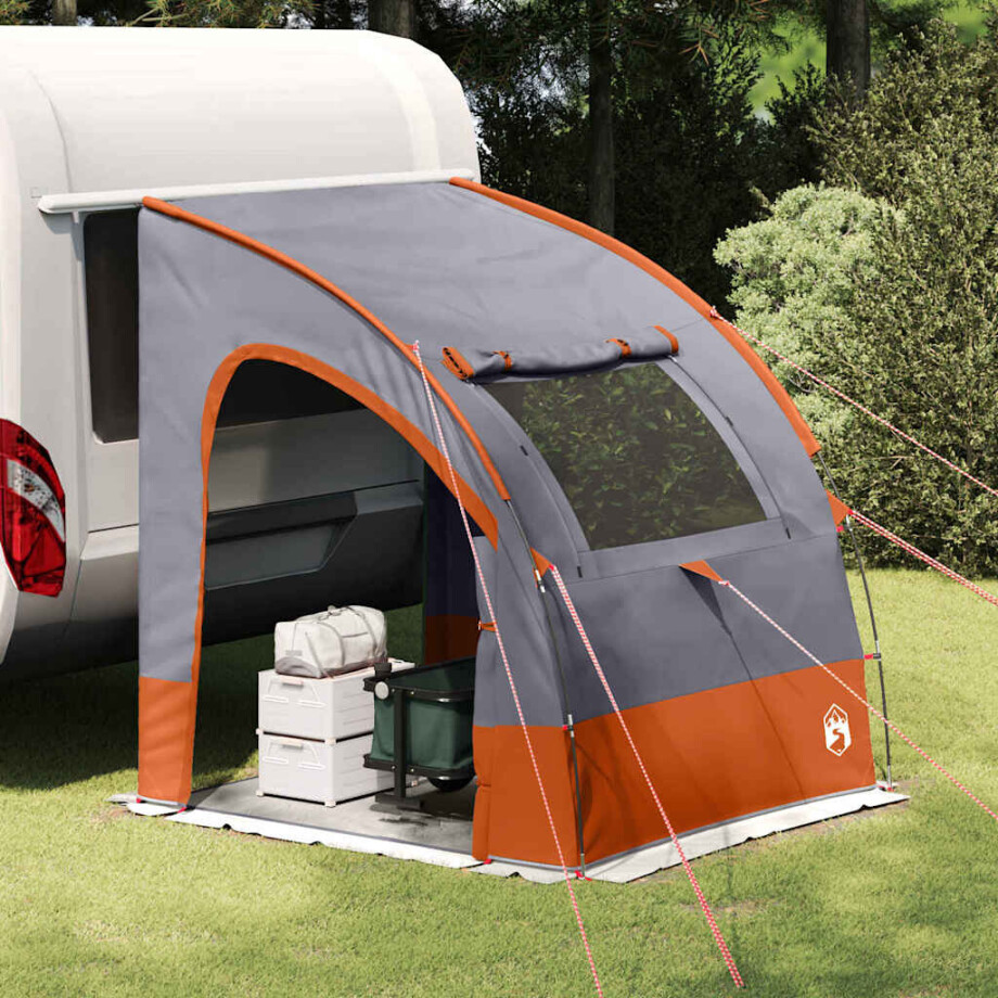 vidaXL Tent Grijs en Oranje en Zwart 194 x 180 x 210 cm Polyester afbeelding 1