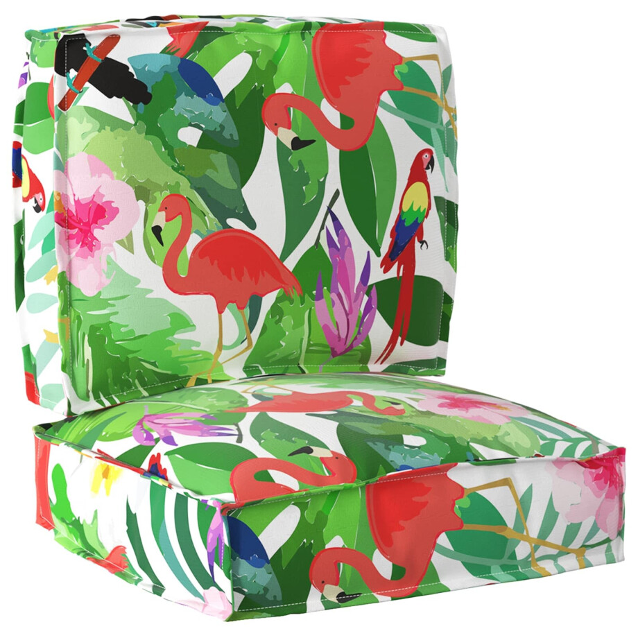 vidaXL Pallet Kussen Set Bloemen 2 pcs Tropische Jungle Oxford Stof afbeelding 1