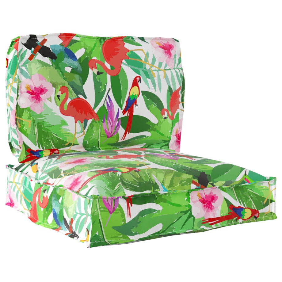 vidaXL Pallet Kussen Set Bloemen 2 pcs Tropische Jungle Oxford Stof afbeelding 1