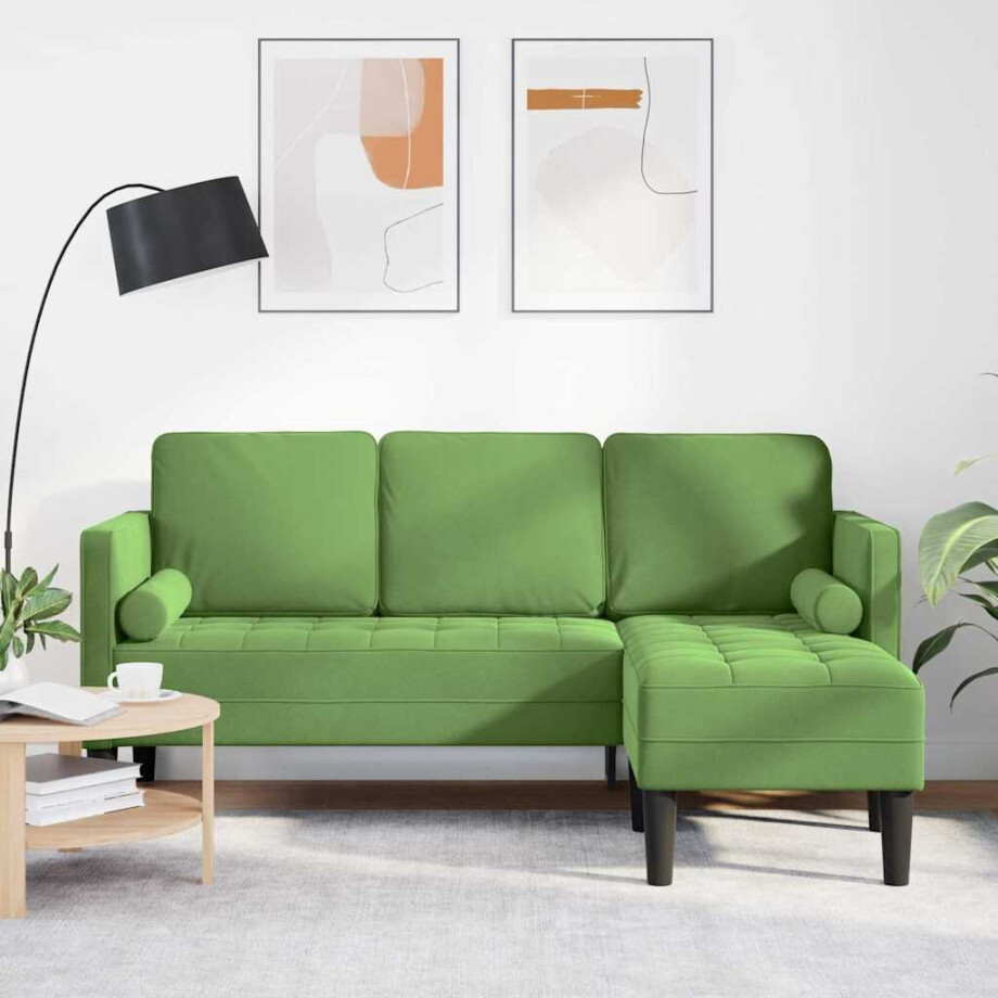 vidaXL Bankstel met kussen Lichtgroen Polyester afbeelding 1