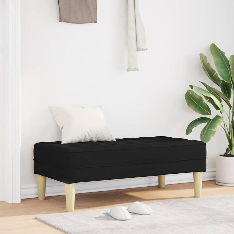 vidaXL Bank met kussen Zwart 113 x 57 x 39 cm Stof afbeelding 1