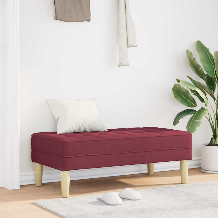 vidaXL Bank met kussen Wijnrood 113 x 57 x 39 cm Stof afbeelding 1