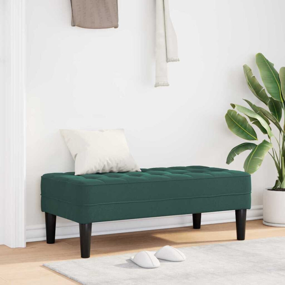 vidaXL Bank met kussen Donkergroen 113 x 57 x 39 cm Fluweel afbeelding 1