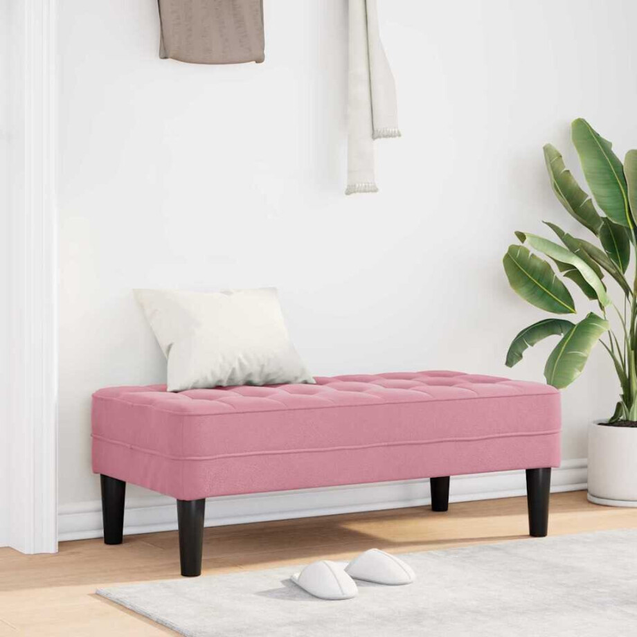 vidaXL Bank Roze 113 x 57 x 39 cm Fluweel vidaXL Bank Roze 113 x 57 x 39 cm Fluweel afbeelding 1