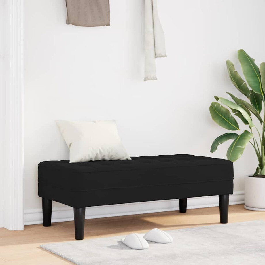 vidaXL Bank met kussen Zwart 113 x 57 x 39 cm Fluweel afbeelding 1