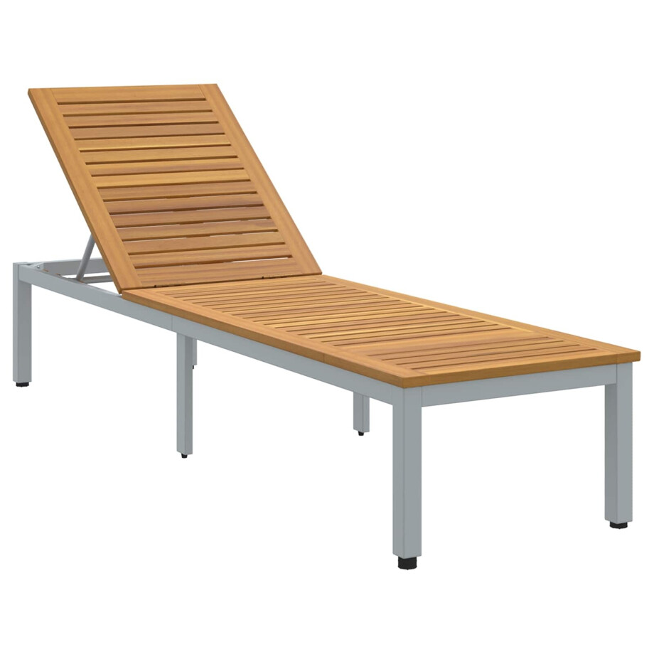 vidaXL Ligbed Grijs 200 x 55 x 35 cm Massief Acaciahout vidaXL Ligbed Grijs 200 x 55 x 35 cm Massief Acaciahout afbeelding 1