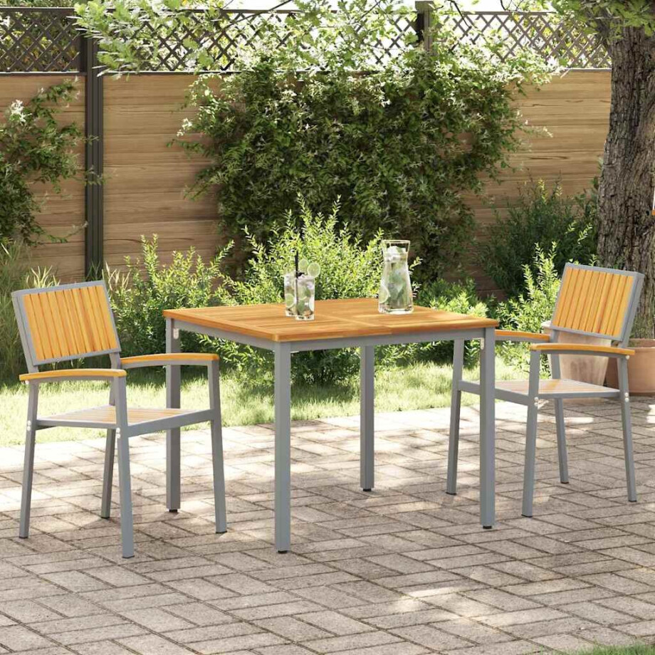vidaXL Stapelstoel 2 pcs Bruin 56 x 57 x 87 cm Massief Acaciahout vidaXL Stapelstoel 2 pcs Bruin 56 x 57 x 87 cm Massief Acaciahout afbeelding 1