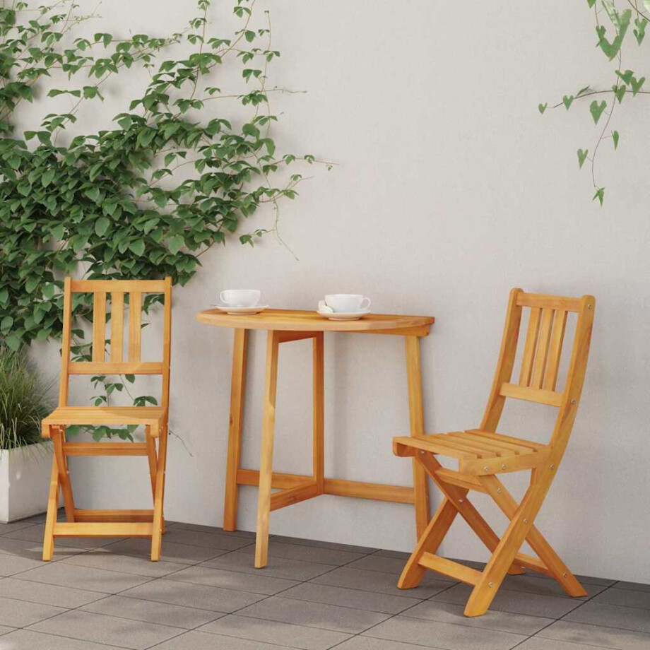vidaXL Bistrostoelen voor buiten met kussen 2 pcs Massief Acaciahout afbeelding 1