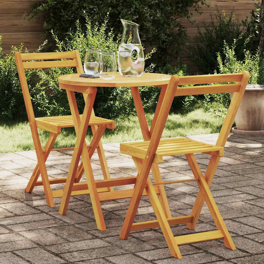 vidaXL Tuin eettafelset 3 pcs Olie naturel Massief Acaciahout afbeelding 1