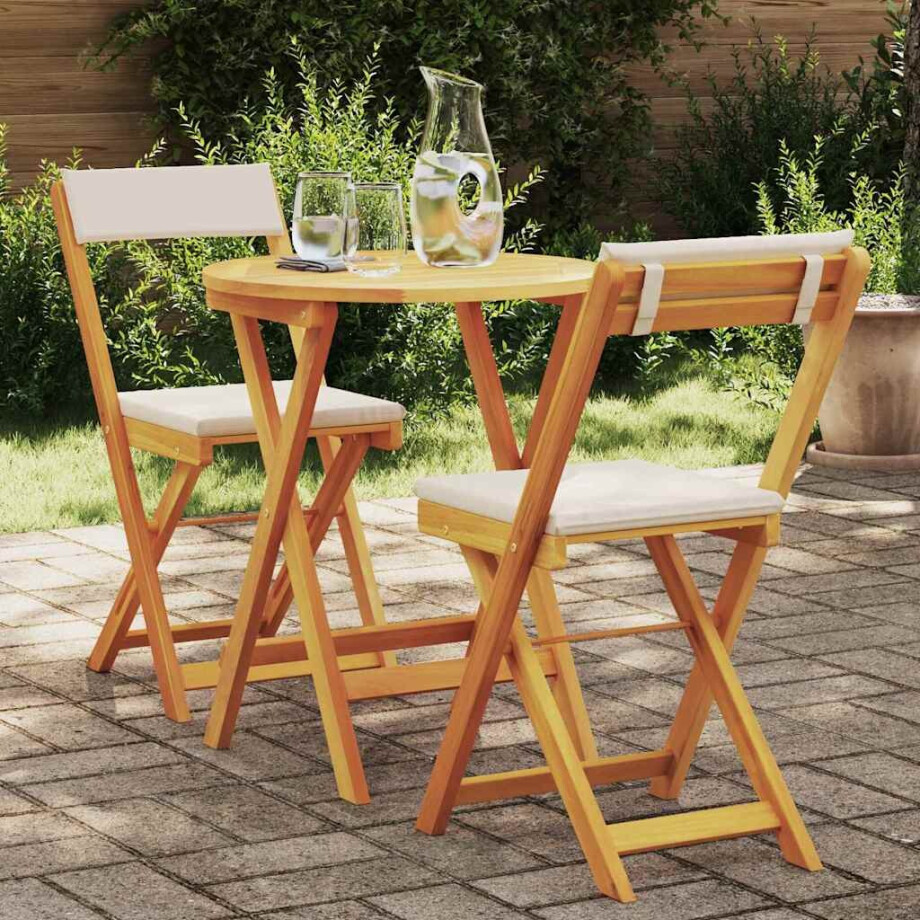 vidaXL Tuin eettafelset 3 pcs Olie naturel Massief Acaciahout afbeelding 1