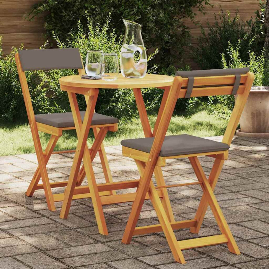 vidaXL Tuin eettafelset 3 pcs Olie naturel Massief Acaciahout afbeelding 1
