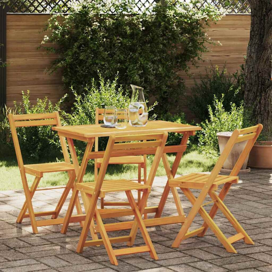 vidaXL Bistroset 5 pcs Olie naturel Massief Acaciahout vidaXL Bistroset 5 pcs Olie naturel Massief Acaciahout afbeelding 1