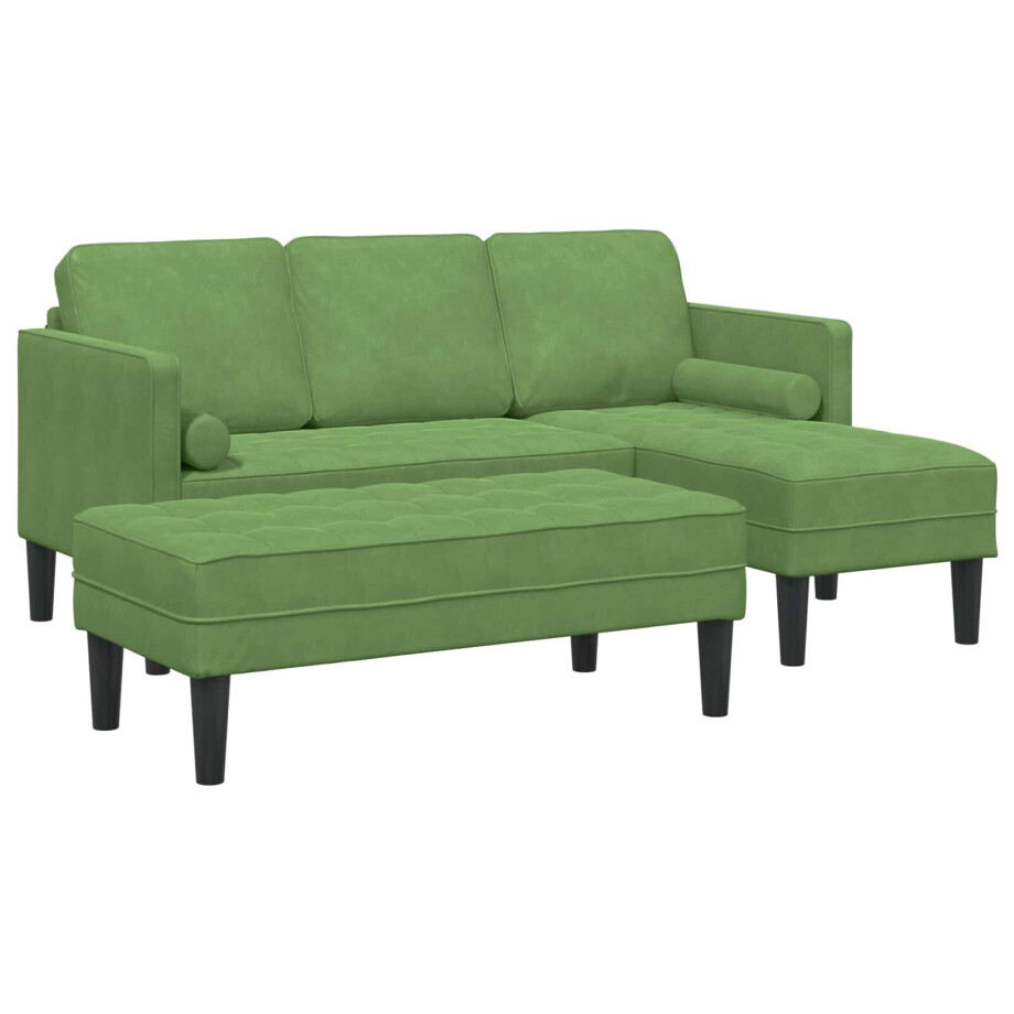 vidaXL Bankstel met kussen 2 pcs Lichtgroen Polyester afbeelding 1