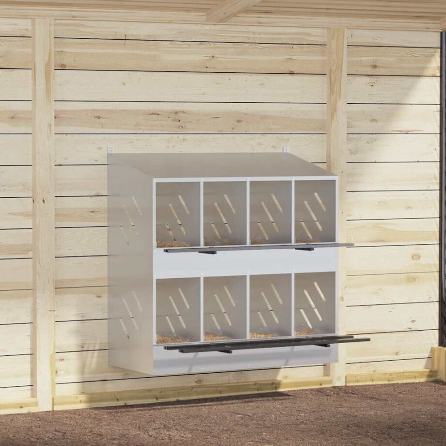 vidaXL Kippennestkast met 8 vakken gegalvaniseerd metaal zilverkleurig afbeelding 1