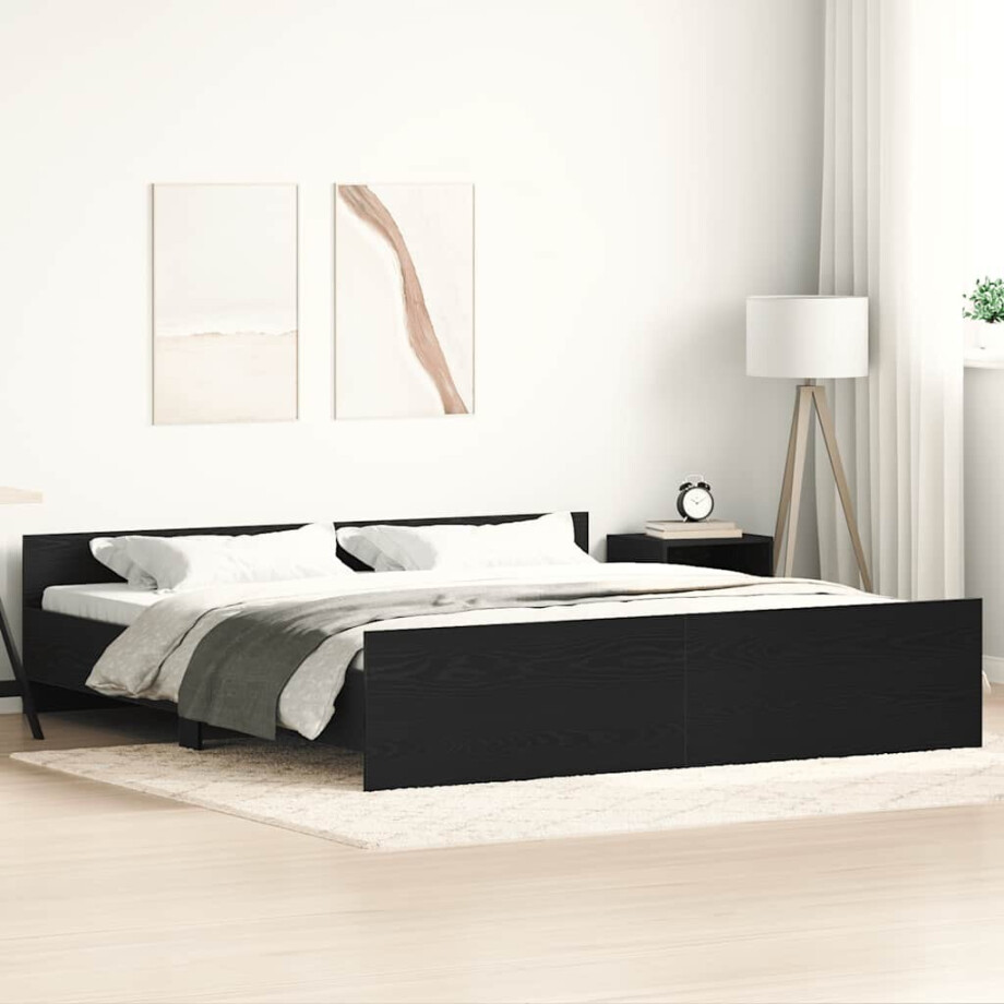 vidaXL Bedframe zonder matras 200x200 cm bewerkt hout zwart eikenkleur afbeelding 1
