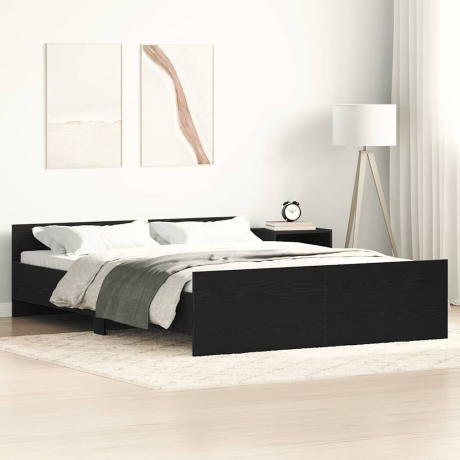 vidaXL Bedframe zonder matras 140x200 cm bewerkt hout zwart eikenkleur afbeelding 1