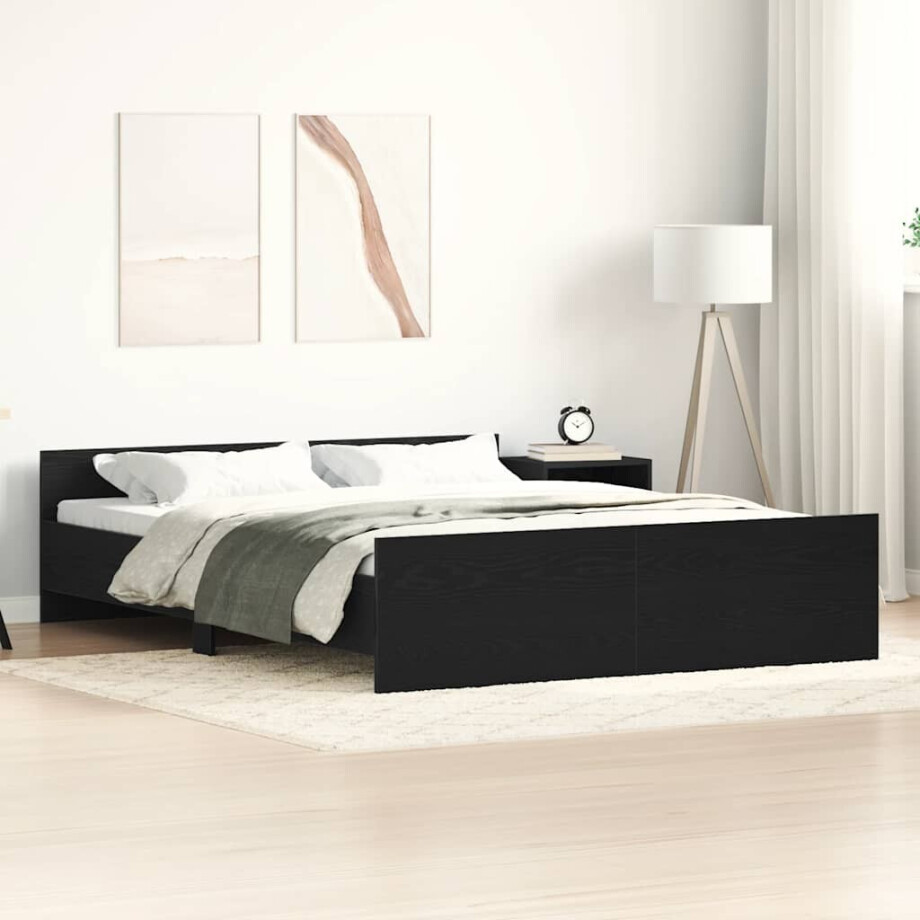 vidaXL Bedframe zonder matras 160x200 cm bewerkt hout zwart eikenkleur afbeelding 1