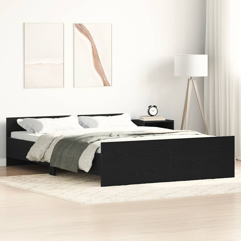 vidaXL Bedframe zonder matras 120x190 cm bewerkt hout zwart eikenkleur afbeelding 1