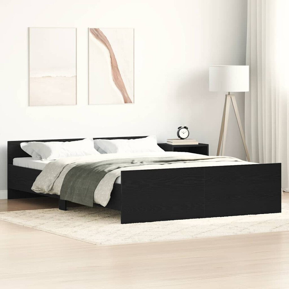 vidaXL Bedframe zonder matras 140x190 cm bewerkt hout zwart eikenkleur afbeelding 1