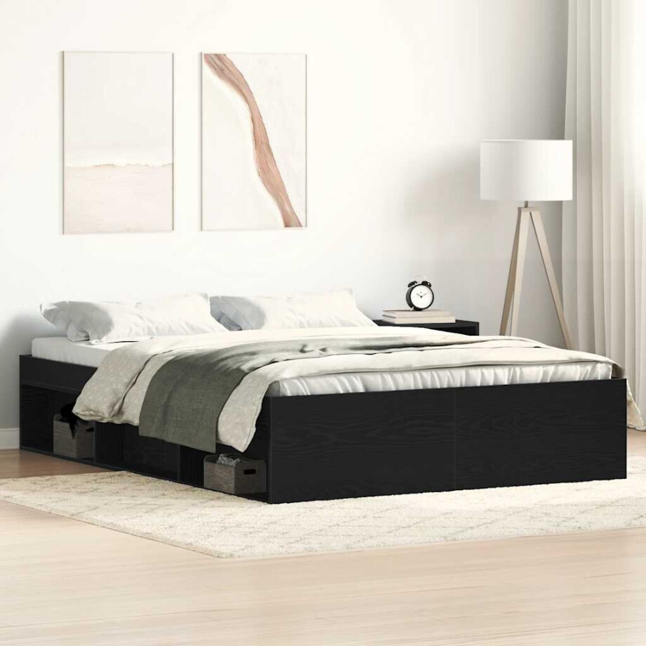 vidaXL Bedframe zonder matras 120x200 cm bewerkt hout zwart eikenkleur afbeelding 1