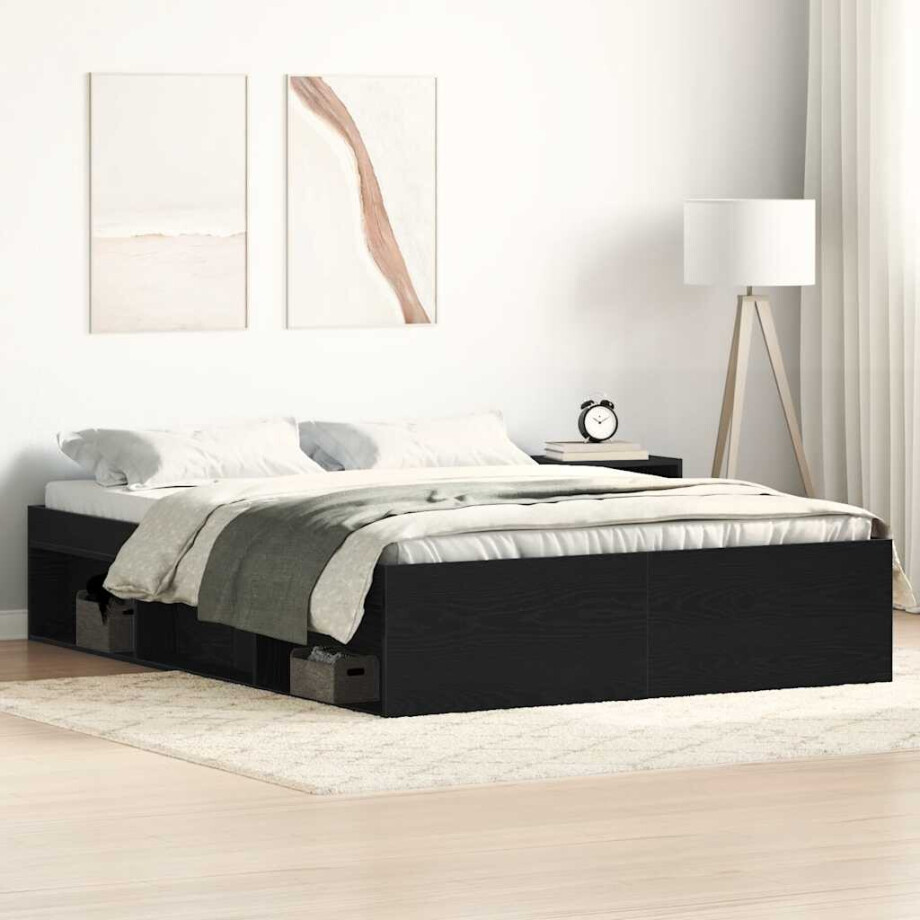 vidaXL Bedframe zonder matras 140x190 cm bewerkt hout zwart eikenkleur afbeelding 1