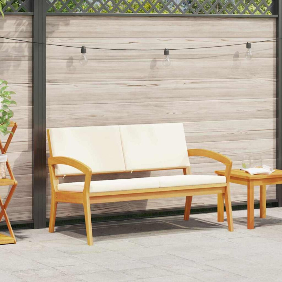 vidaXL Tuinbank met kussen Olie naturel Massief Acaciahout afbeelding 1