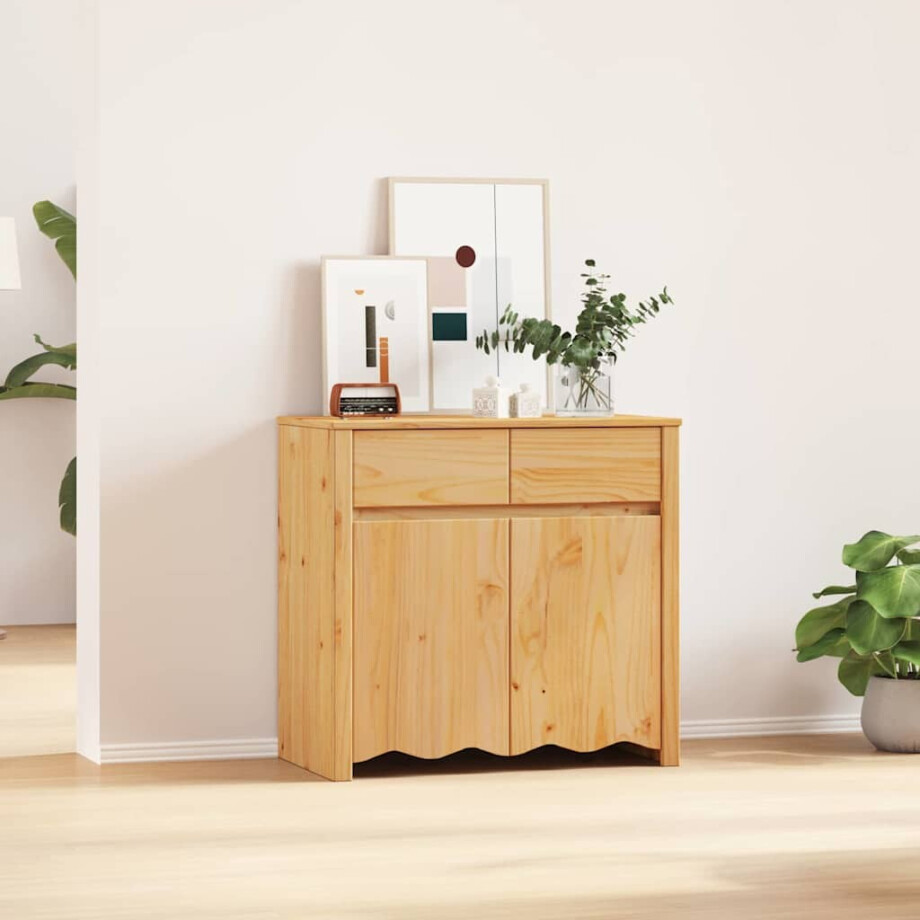 vidaXL Dressoir Drammen Eiken 79 x 43 x 75.5 cm Massief grenenhout vidaXL Dressoir Drammen Eiken 79 x 43 x 75.5 cm Massief grenenhout afbeelding 1
