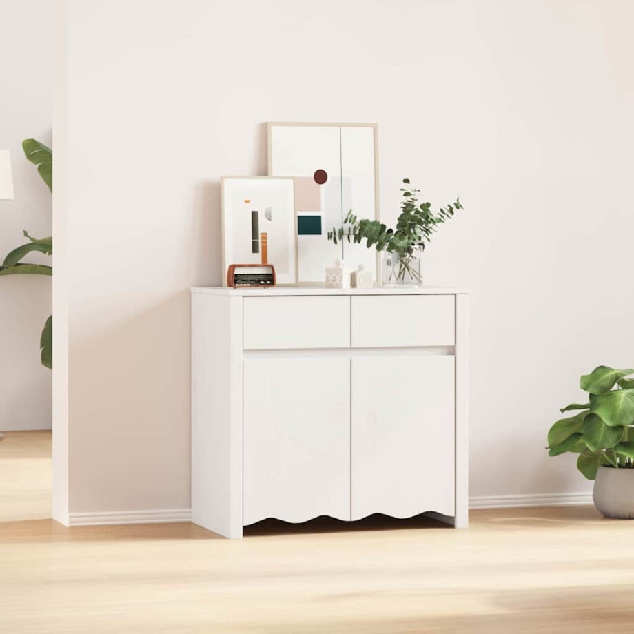 vidaXL Dressoir Drammen Wit 79 x 43 x 75.5 cm Massief grenenhout afbeelding 1