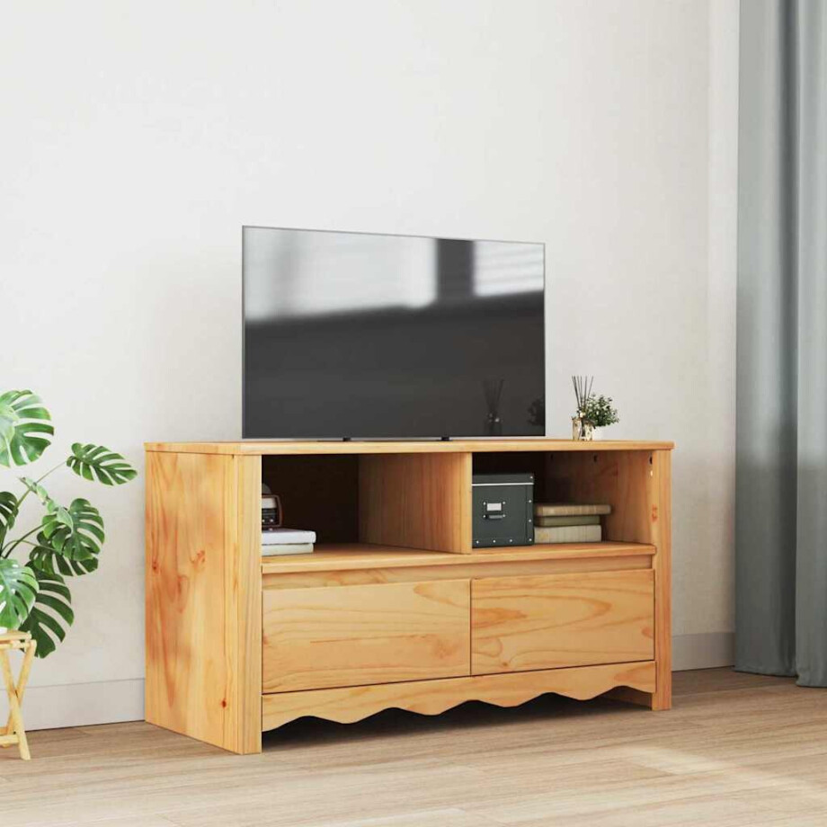vidaXL TV-kast Drammen Eiken 99 x 43 x 55 cm Massief grenenhout afbeelding 1