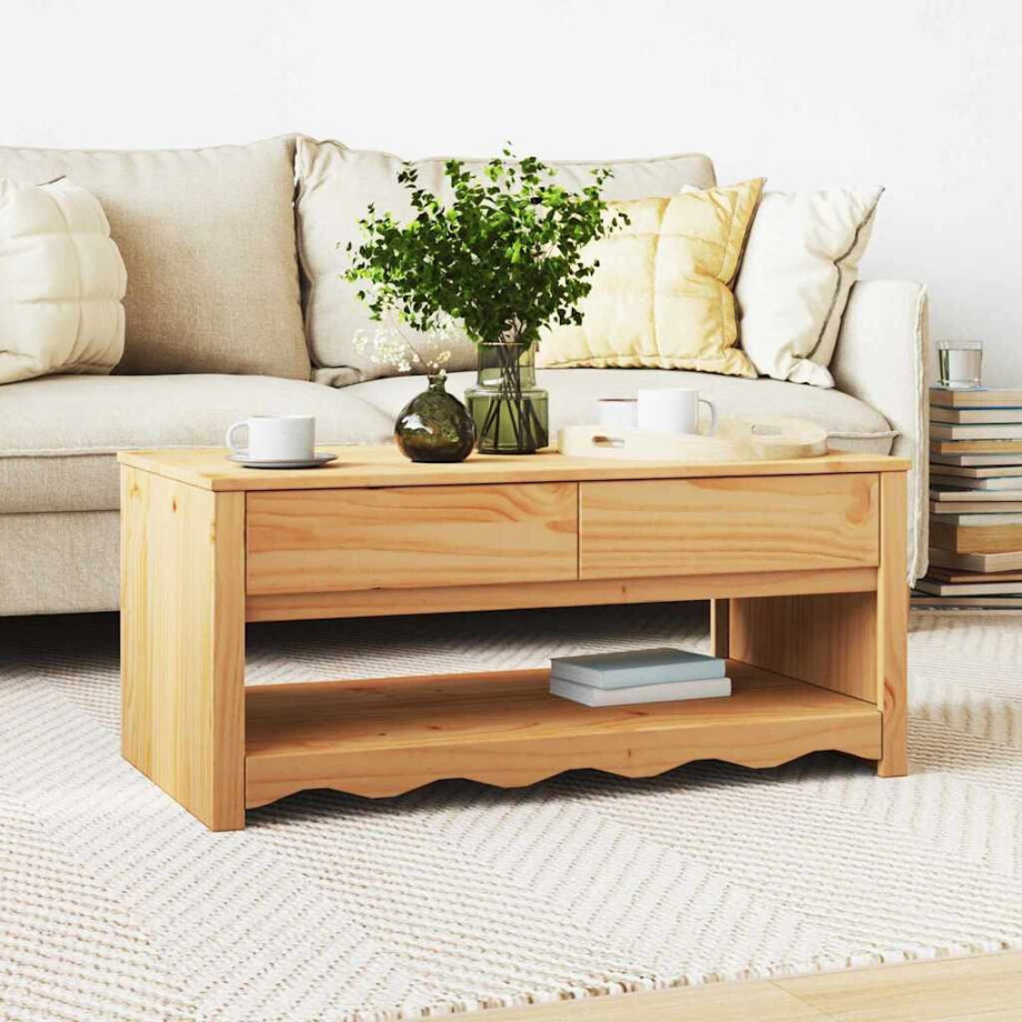 vidaXL Salontafel Drammen Eiken 99 x 55 x 45 cm Massief grenenhout afbeelding 1