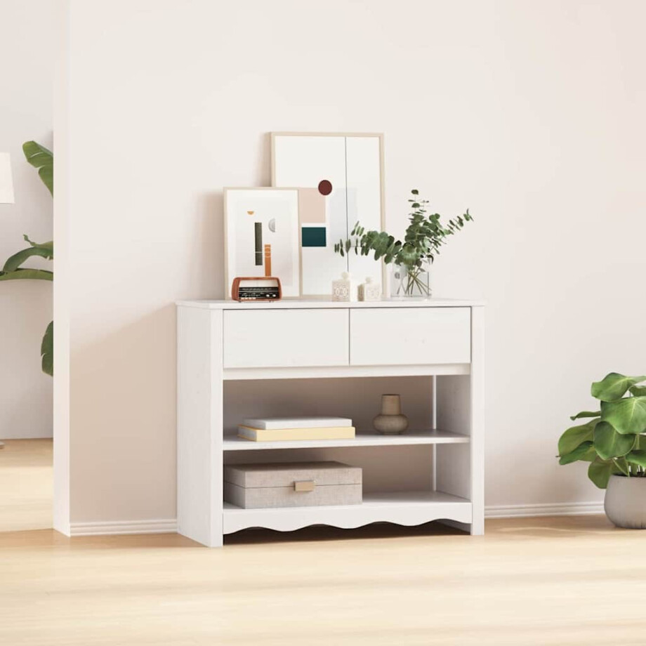 vidaXL Wandtafel Drammen Wit 89,5 x 37 x 73 cm Massief grenenhout vidaXL Wandtafel Drammen Wit 89,5 x 37 x 73 cm Massief grenenhout afbeelding 1