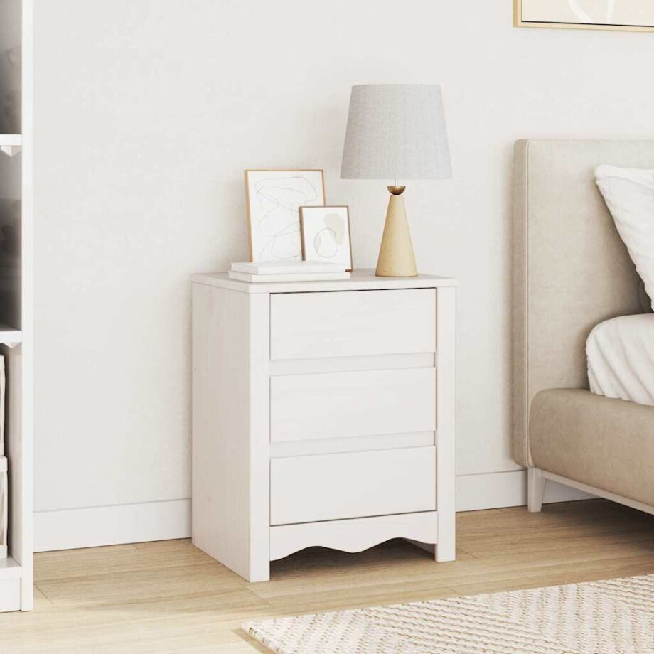 vidaXL Salontafel Drammen Wit 45 x 35 x 56 cm Massief grenenhout afbeelding 1