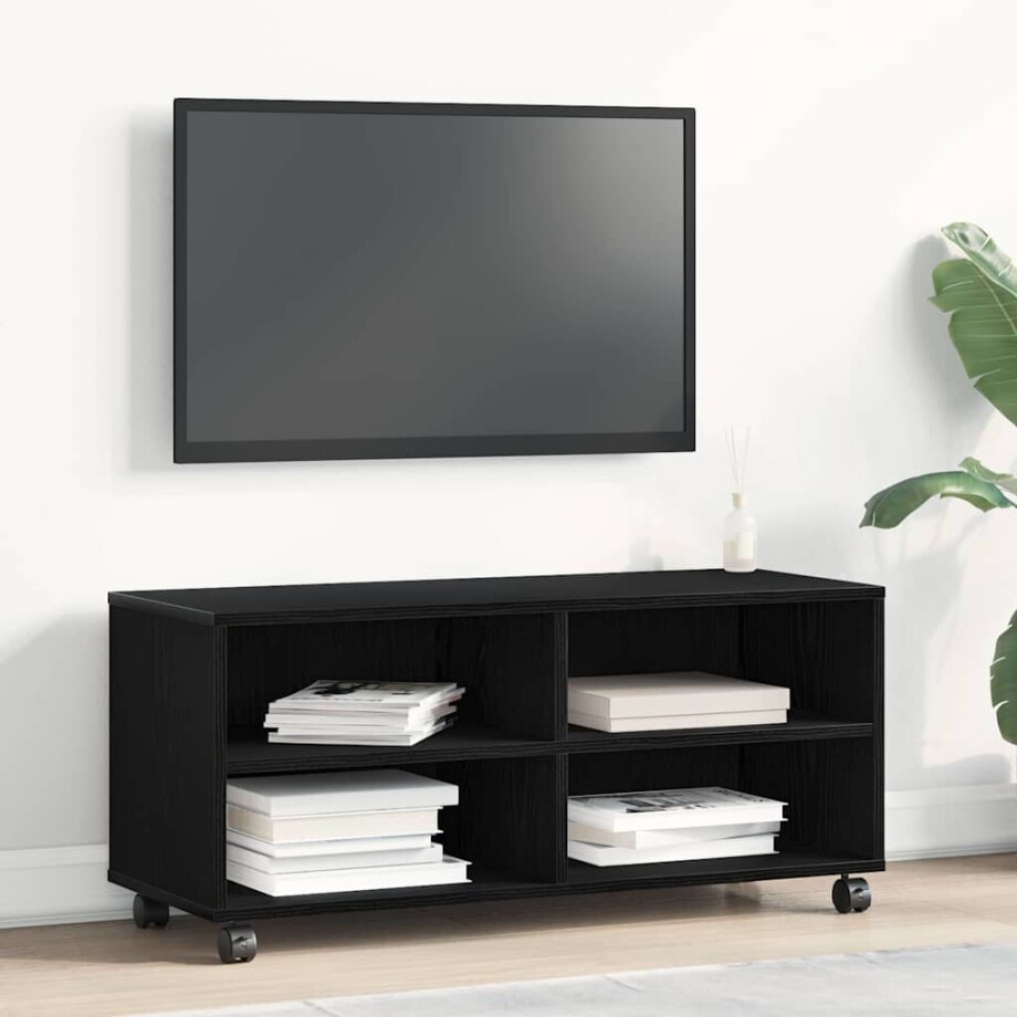 vidaXL TV-kast Zwart 90 x 35 x 40,5 cm Bewerkt hout afbeelding 1