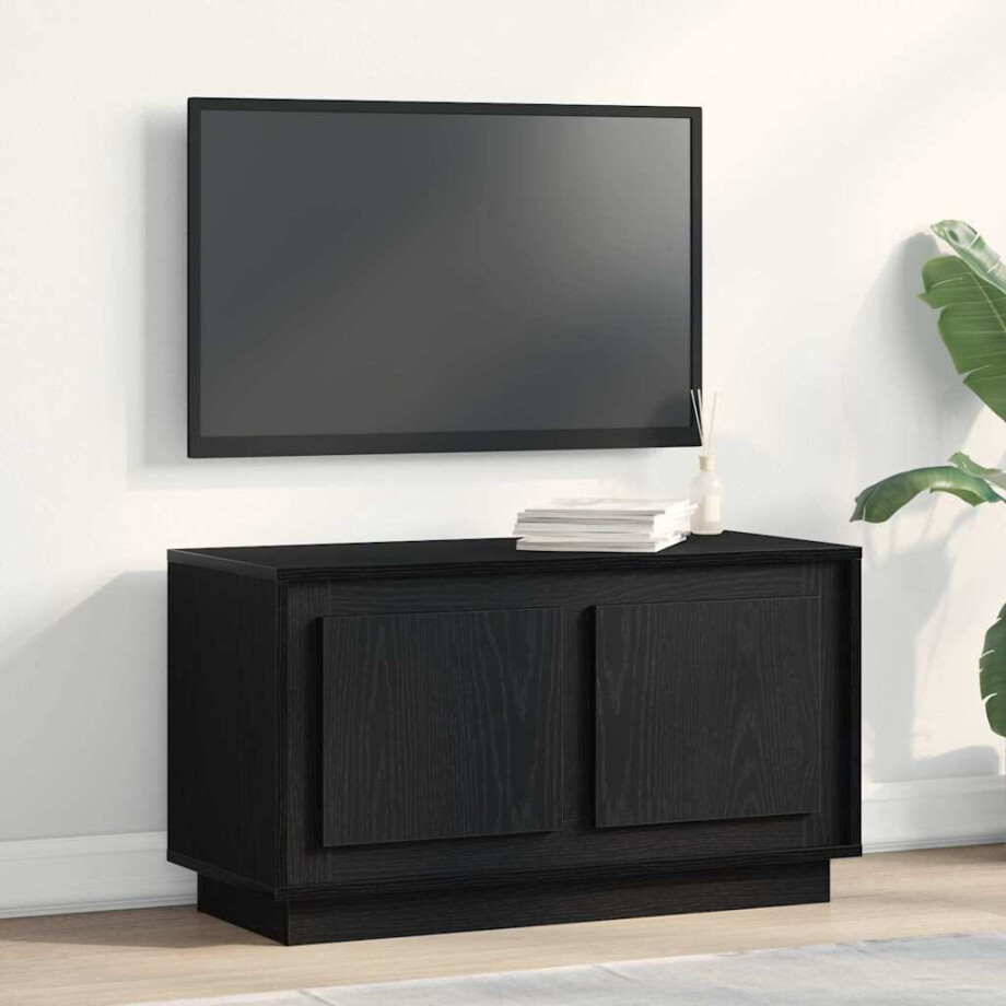 vidaXL TV-kast Zwart eiken 80 x 35 x 45 cm Bewerkt hout afbeelding 1