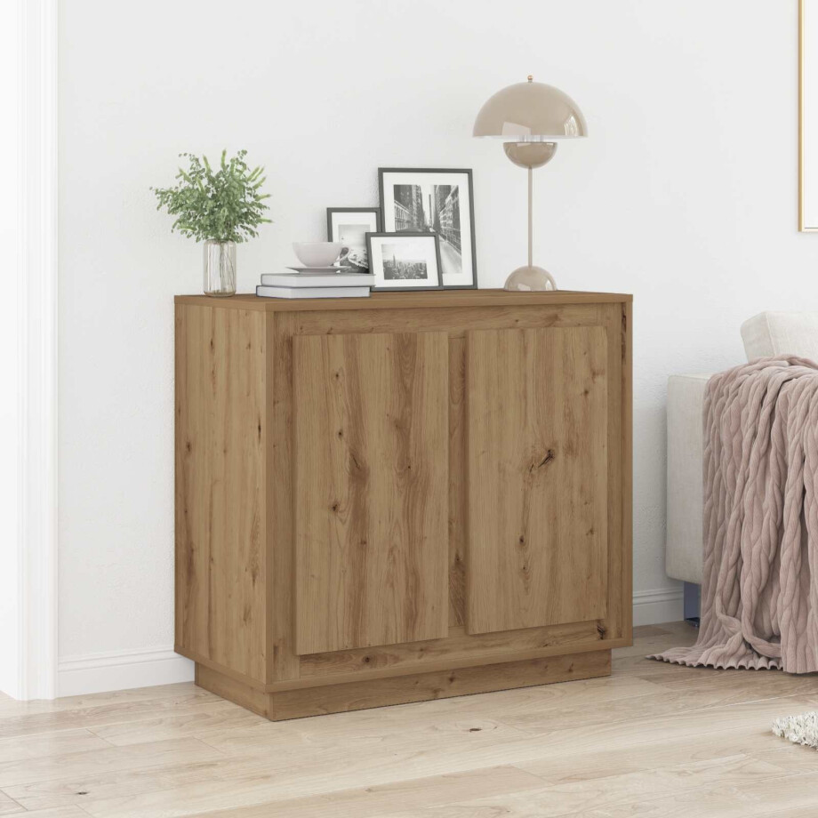 vidaXL Dressoir Artisan Eiken 80 x 40 x 75 cm Bewerkt hout vidaXL Dressoir Artisan Eiken 80 x 40 x 75 cm Bewerkt hout afbeelding 1