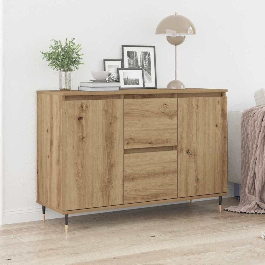 vidaXL Dressoir met lade Artisan Eiken 101,5 x 35 x 70 cm Bewerkt hout vidaXL Dressoir met lade Artisan Eiken 101,5 x 35 x 70 cm Bewerkt hout afbeelding 1