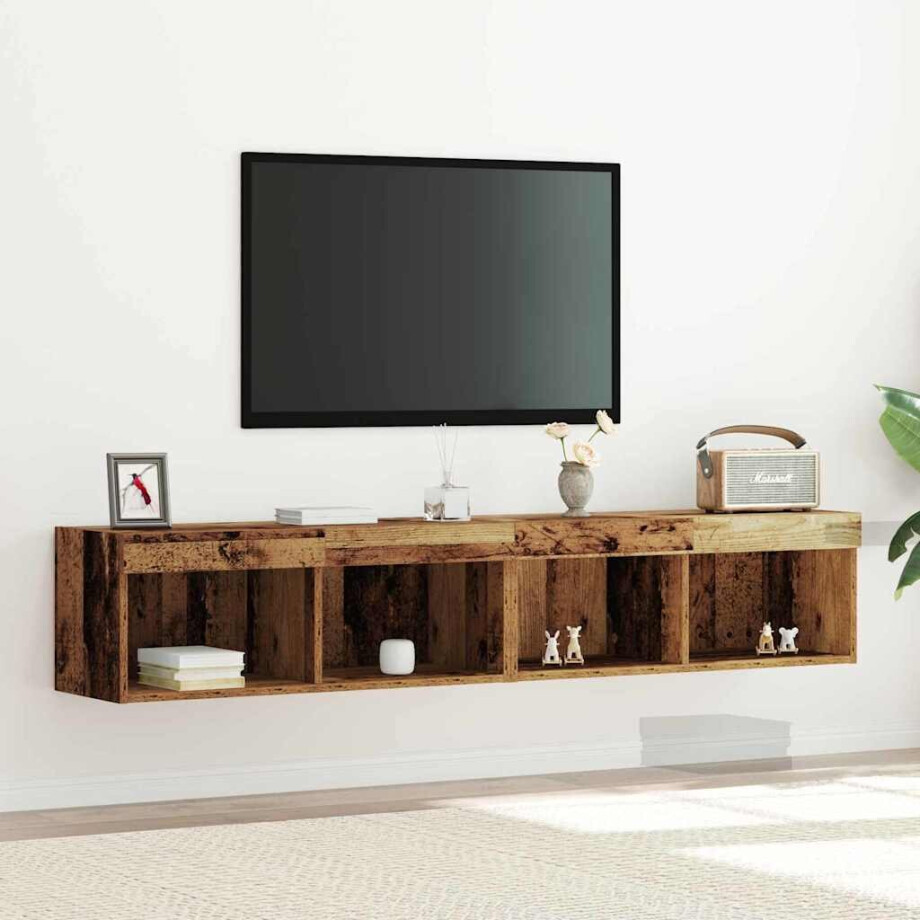 vidaXL Tv-meubelset 2 pcs Oud hout 80 x 30 x 30 cm Bewerkt hout afbeelding 1