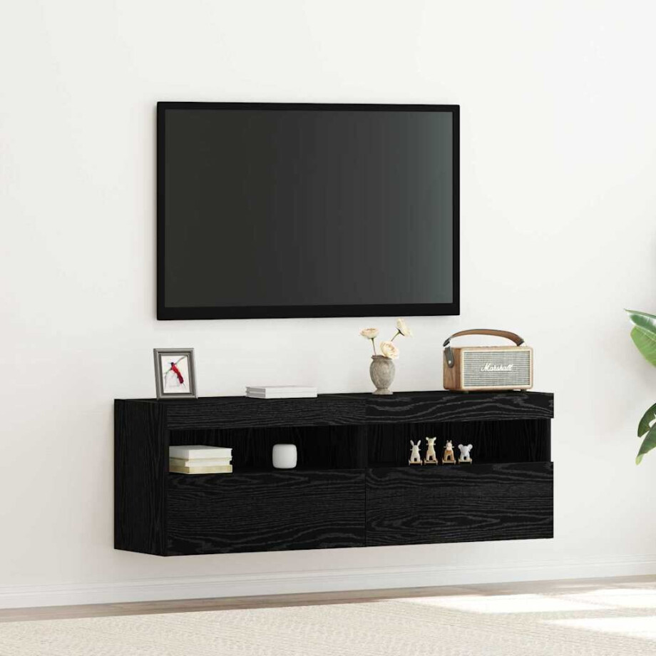 vidaXL TV Wandkast Zwart eiken 60 x 30 x 40 cm Bewerkt hout vidaXL TV Wandkast Zwart eiken 60 x 30 x 40 cm Bewerkt hout afbeelding 1