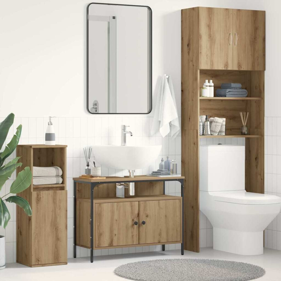 vidaXL Badkamertenk te kast artisanaal eikenkleurig 80 x 30 x 60 cm vidaXL Badkamertenk te kast artisanaal eikenkleurig 80 x 30 x 60 cm afbeelding 1