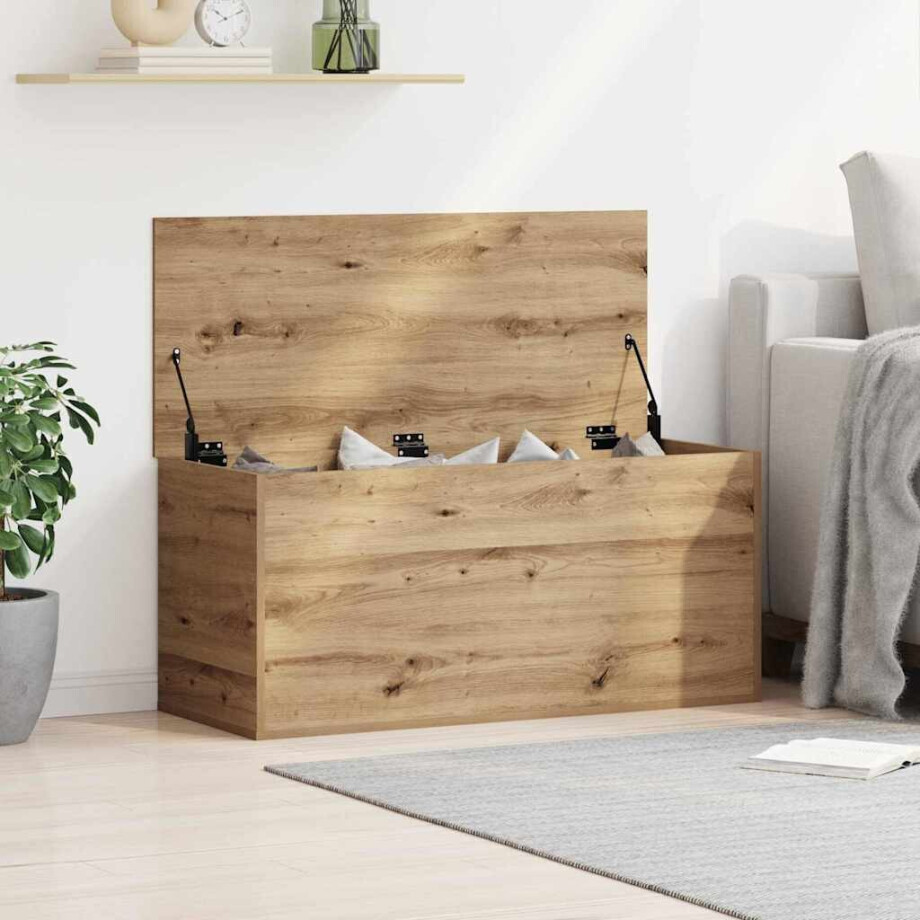 vidaXL Opslagdoos met opslag artisanaal eikenkleurig 100 x 42 x 46 cm afbeelding 1