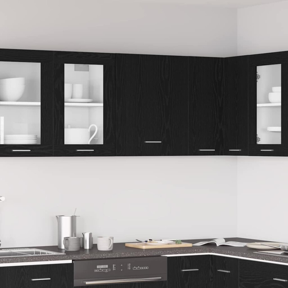 vidaXL Hangkast met plank Zwart Eiken 50 x 31 x 60 cm Bewerkt hout afbeelding 1