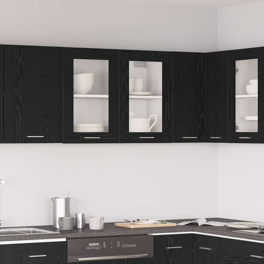 vidaXL Hangkast Lyon Zwart Eiken 80 x 31 x 60 cm Bewerkt hout afbeelding 1