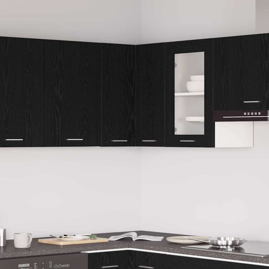 vidaXL Hangkast Lyon Zwart Eiken 57 x 57 x 60 cm Bewerkt hout afbeelding 1