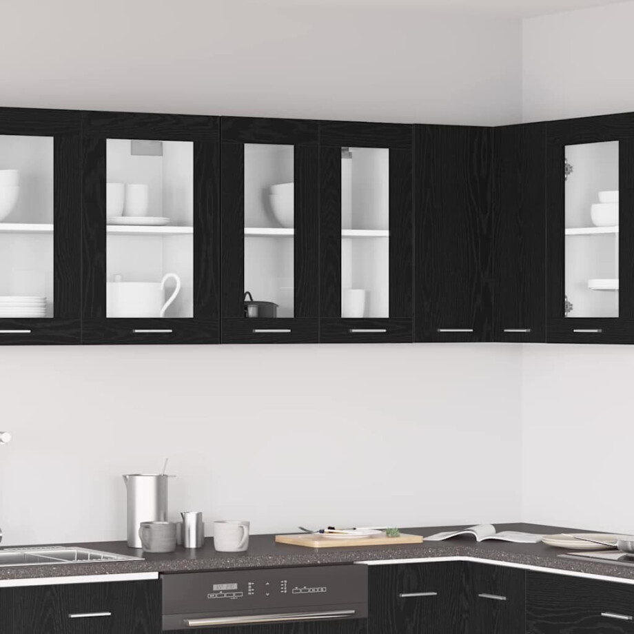 vidaXL Hangkast Riga Zwart Eiken 60 x 31 x 60 cm Bewerkt hout vidaXL Hangkast Riga Zwart Eiken 60 x 31 x 60 cm Bewerkt hout afbeelding 1