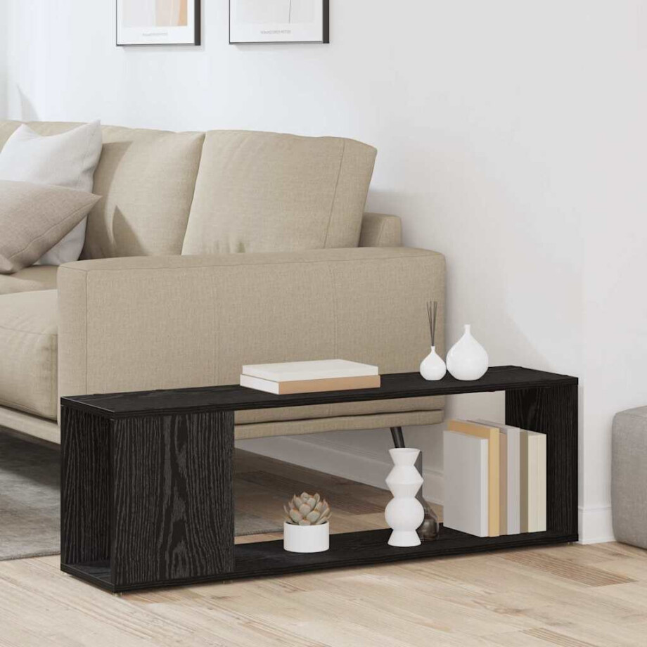 vidaXL Tv-meubelset Wandgemonteerd Zwart 100 x 24 x 63 cm Bewerkt hout afbeelding 1