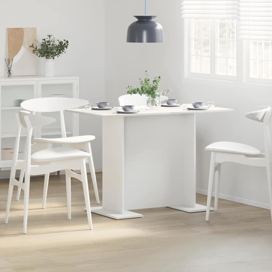 vidaXL Eettafel Wit 110 x 60 x 75 cm Bewerkt hout afbeelding 1
