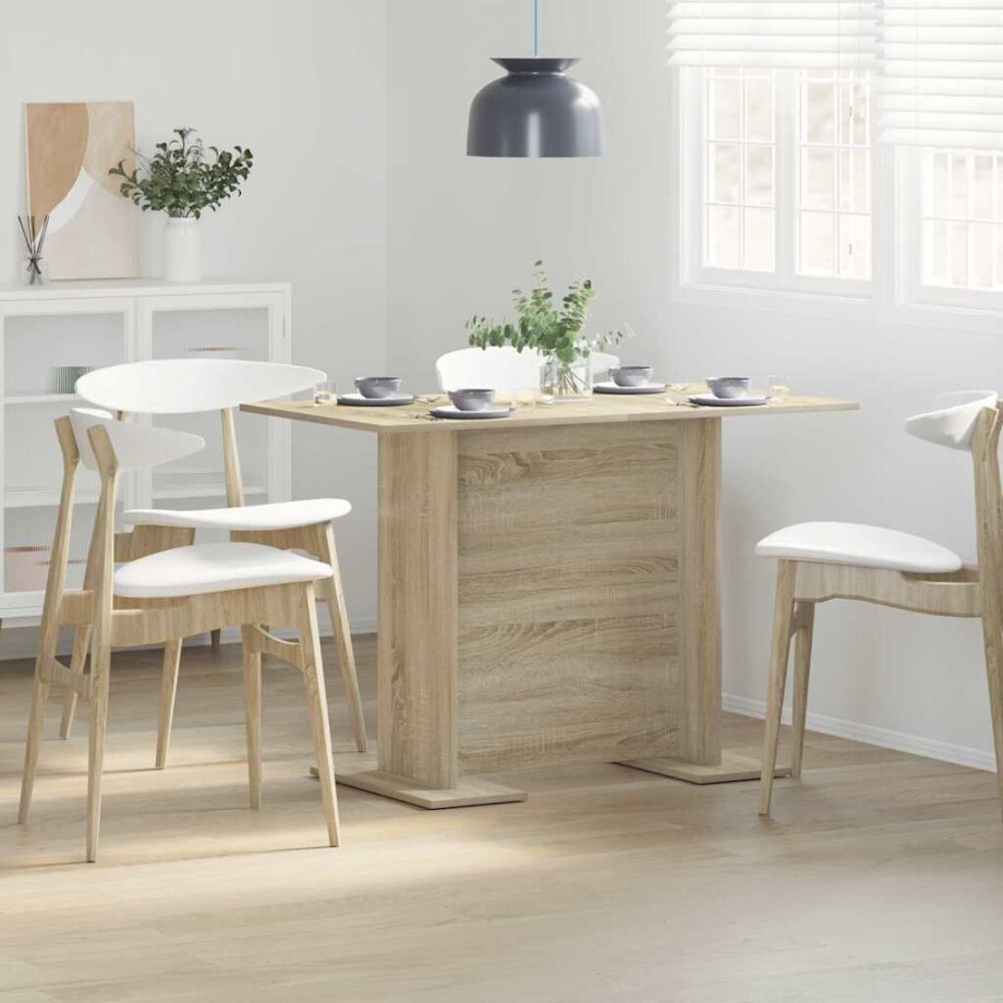 vidaXL Eettafel Sonoma Eiken 110 x 60 x 75 cm Bewerkt hout afbeelding 1