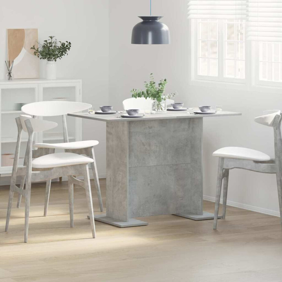 vidaXL Eettafel Beton Grijs 110 x 60 x 75 cm Bewerkt hout afbeelding 1