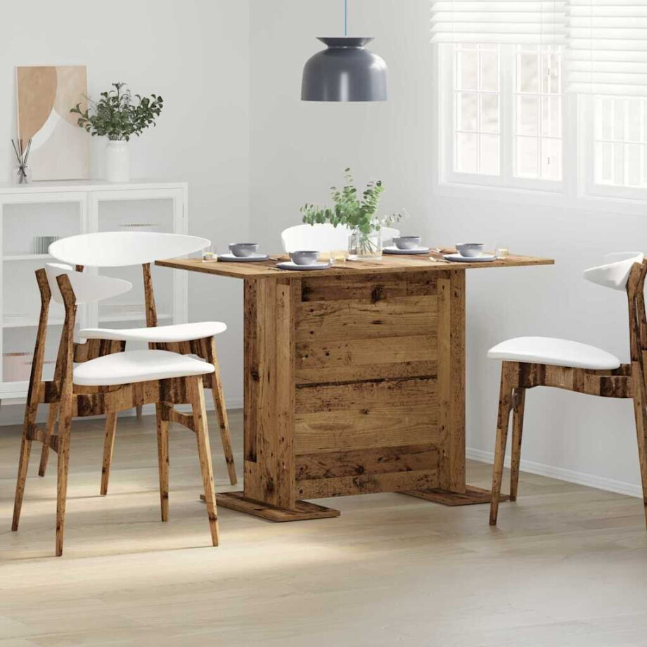 vidaXL Eettafel Oudhout 110 x 60 x 75 cm Bewerkt hout afbeelding 1