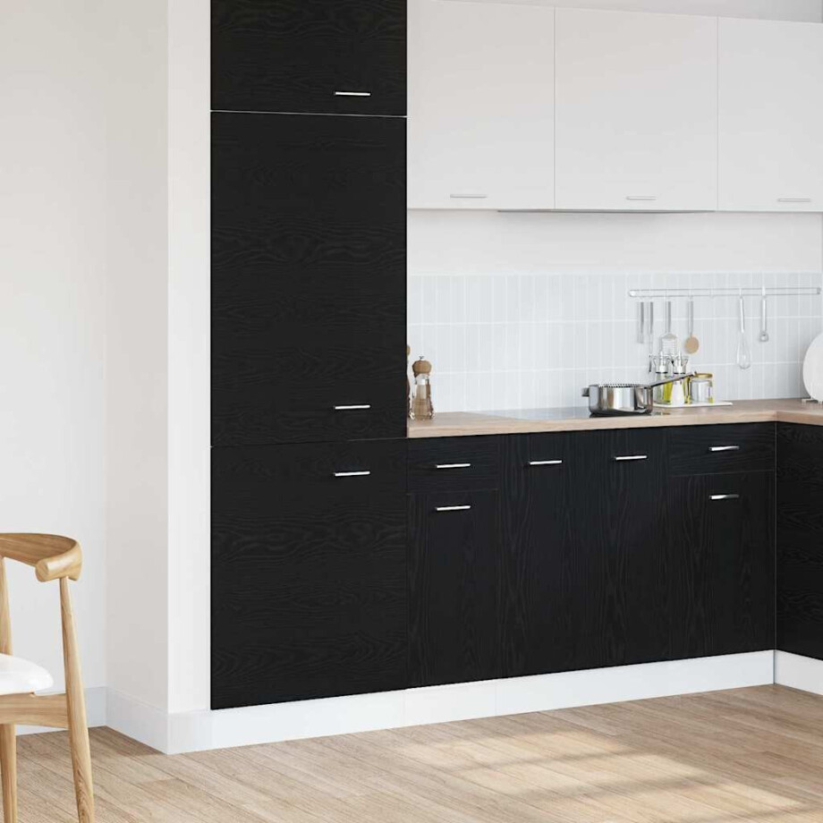 vidaXL Hangkast met lade Zwart Eiken 30 x 46 x 81,5 cm Bewerkt hout afbeelding 1